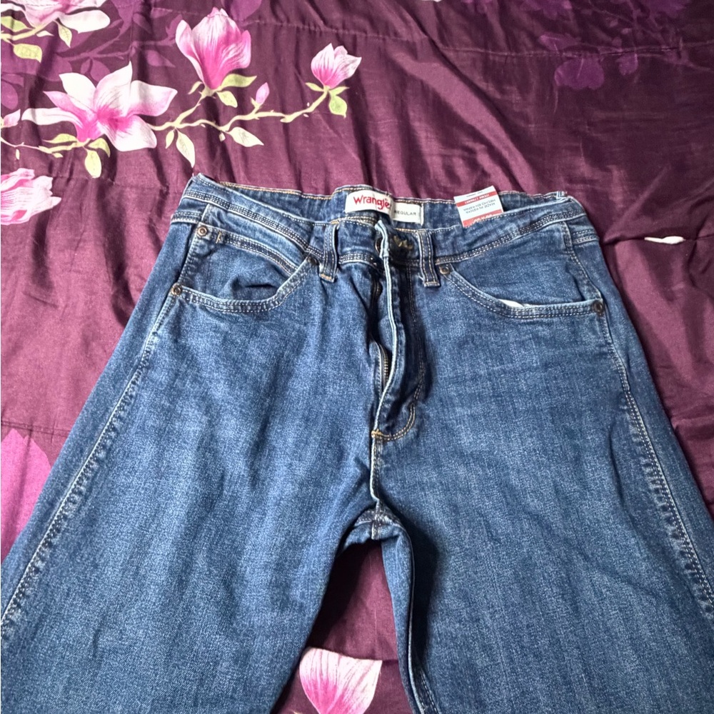 Wrangler Men's Straight Jeans in Blue Wash